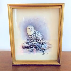 Original vintage art in gold wood frame